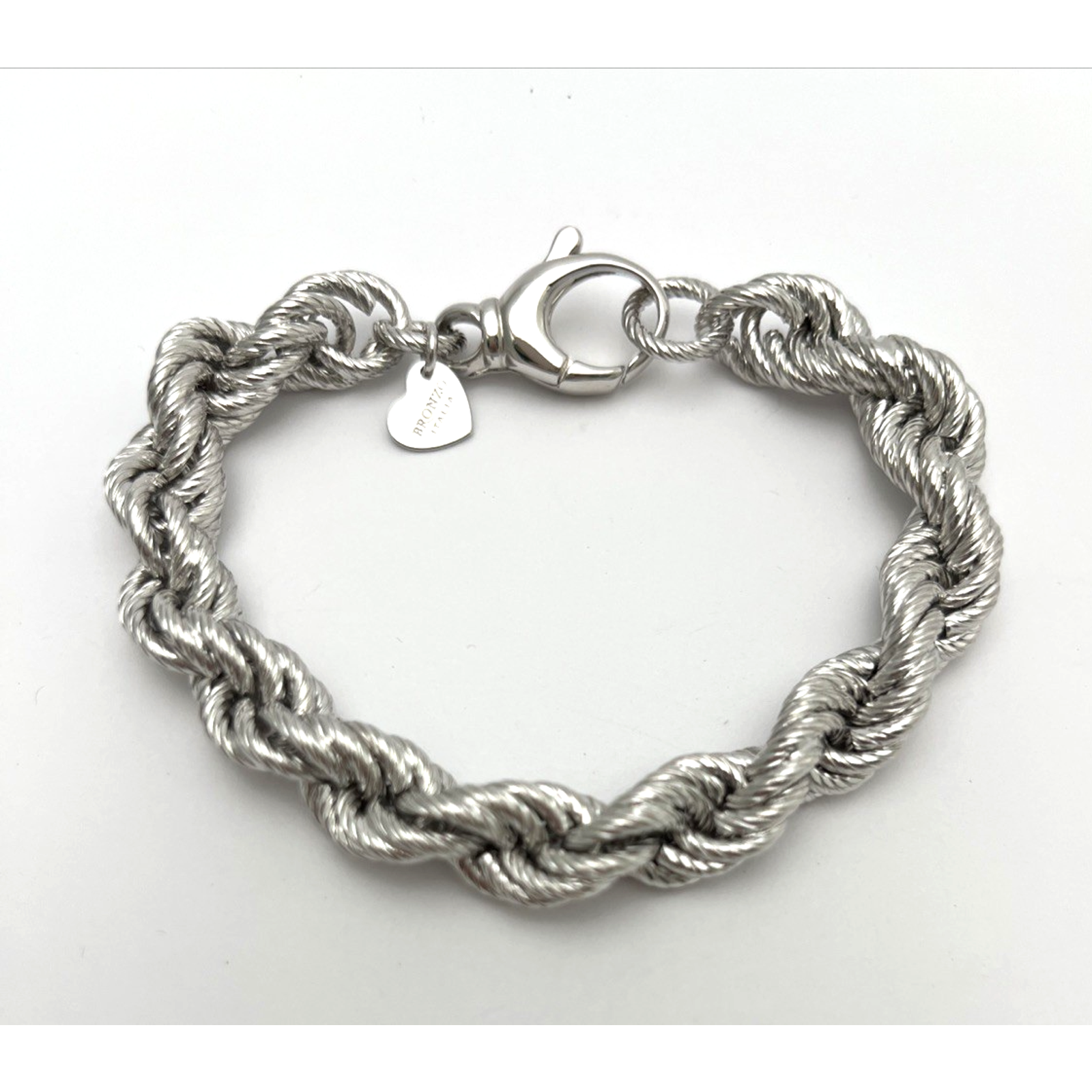 A3 Auth Flawless Bronzo Italia Milor Bronze Silver Tone 10mm Rope Bracelet 8